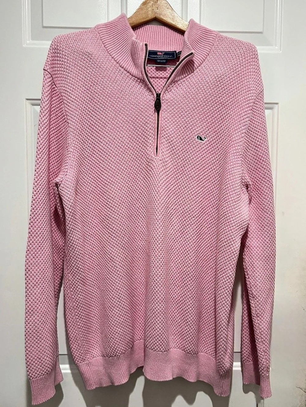 Vineyard Vines Quarter-Zip Pullover 100% Cotton Sweater, Pink, XL